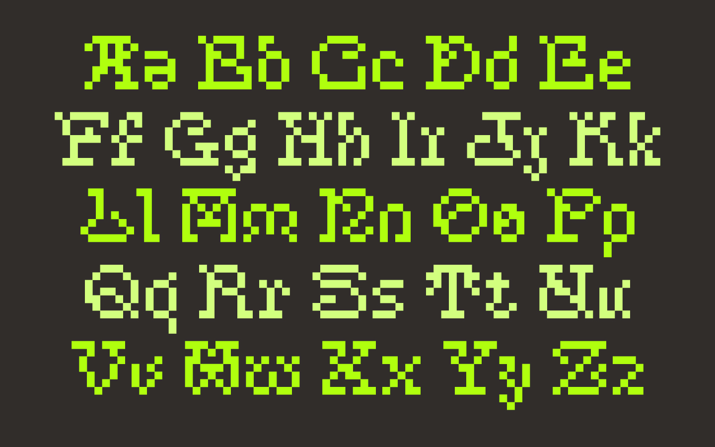caractère typographique en pixel